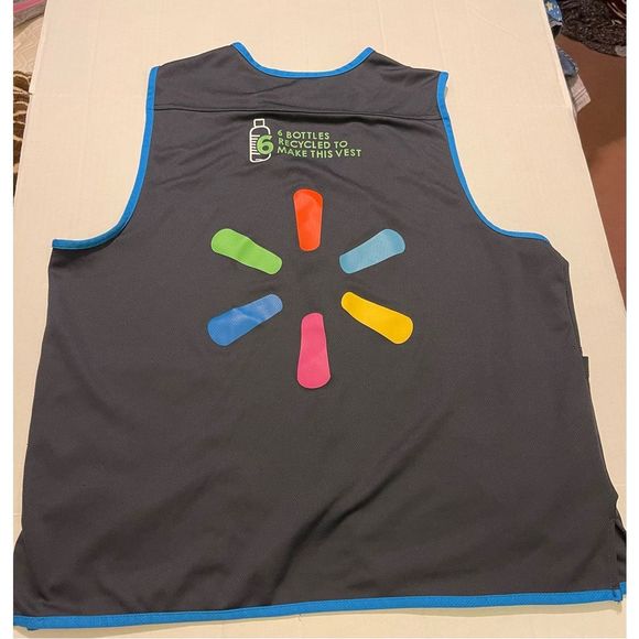 Walmart Vest Sz Large Gray Blue Work Uniform Proud Associate Zip Logo - Picture 7 of 10